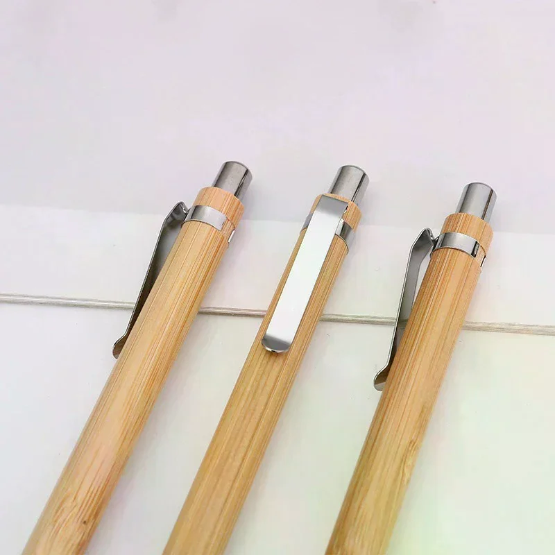10개 대나무 볼펜 스타일러스 접촉 펜 사무실 및 학교 용품 펜 및 필기 용품 선물-검은색 잉크
