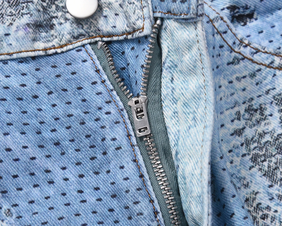 High Street Straight Washed Dirty Ripped Blue Jeans Pant For Men Vintage Casual Loose Denim Trouser Frayed Patchwork Cargo