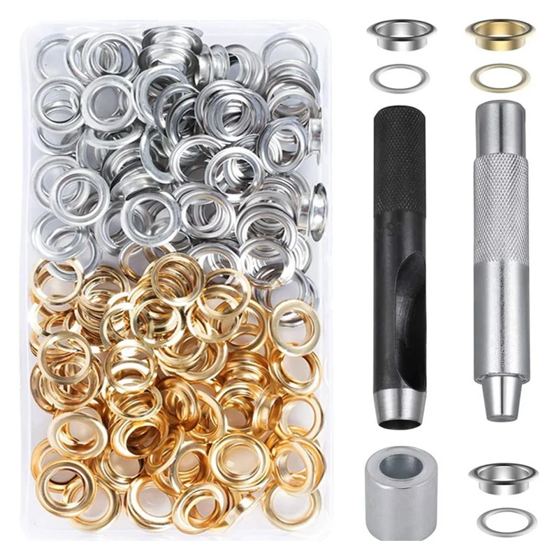 

120 Set 1/2 Inch Grommet Tool Kit with 3 Pcs Installation Tools for Fabric, Canvas, Curtain, Clothing,