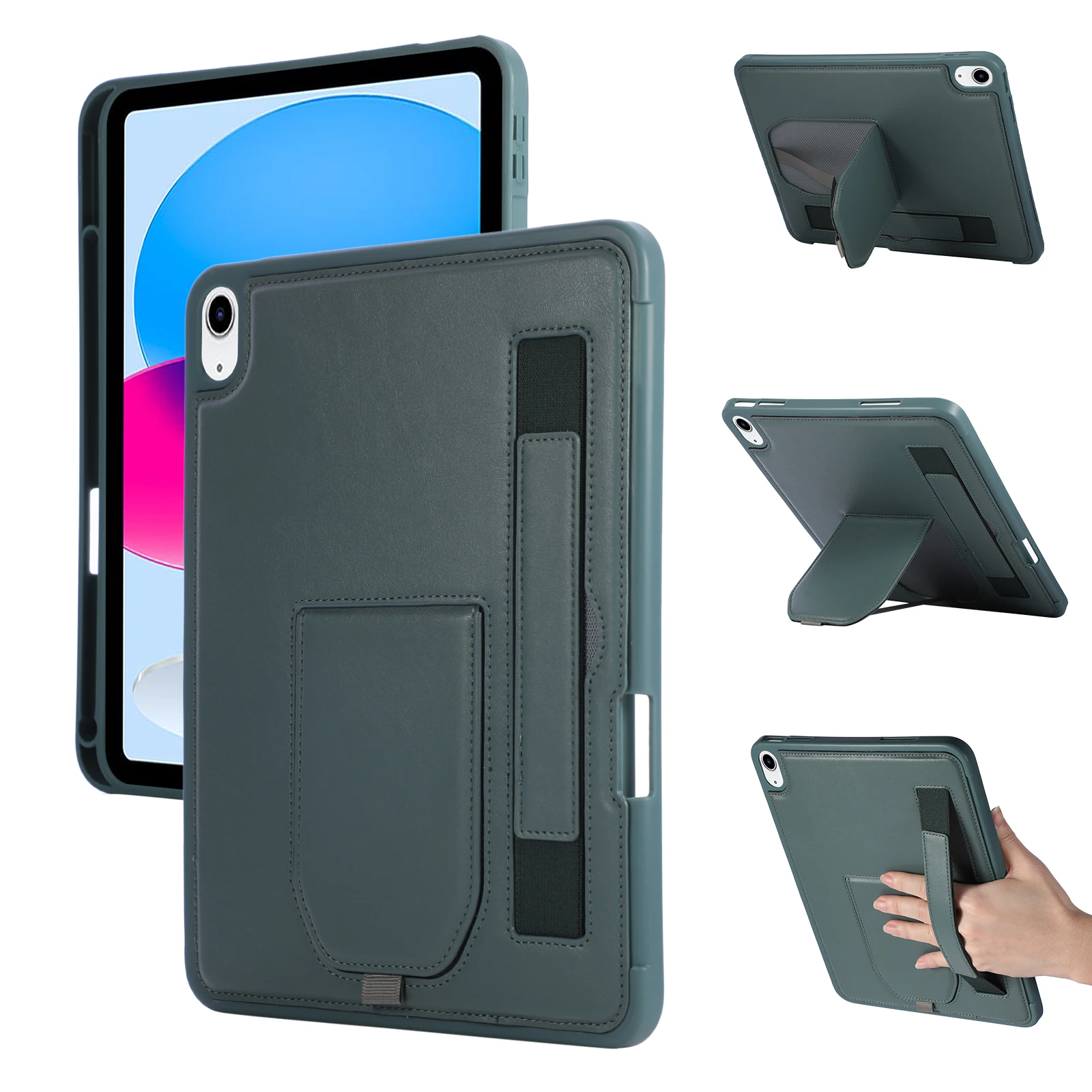 Premium Leather Tablet Case with Wrist Band and Stand Cover