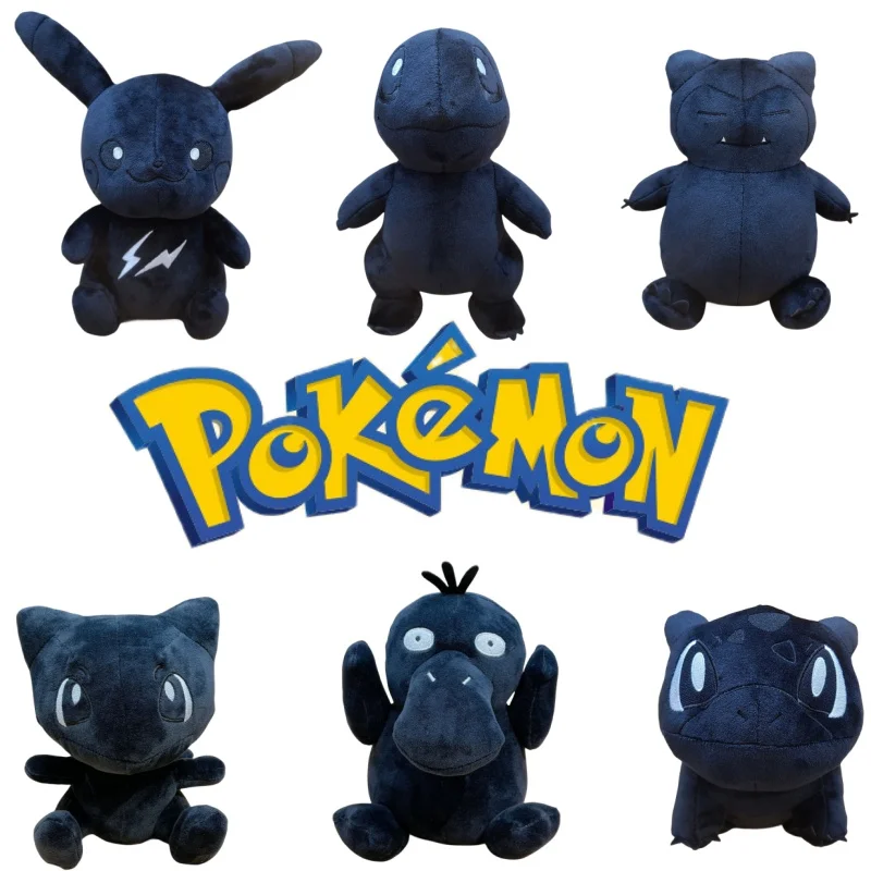 Pokemon Plush Toys Graffiti Black Pikachu Charmander Mew Snorlax Bulbasaur Kawaii Cartoon Dolls Children Christmas Gifts sponge brush children s graffiti seal roller roller paint teaching tool manual painting early education