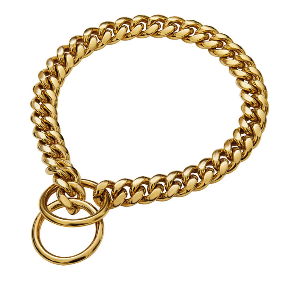 Goldfarbenes Halsband Für Katzen & Hunde – Kubanische Gliederkette, 25,4 Cm, Verstellbar Mit Knochenanhänger & Glöckchen