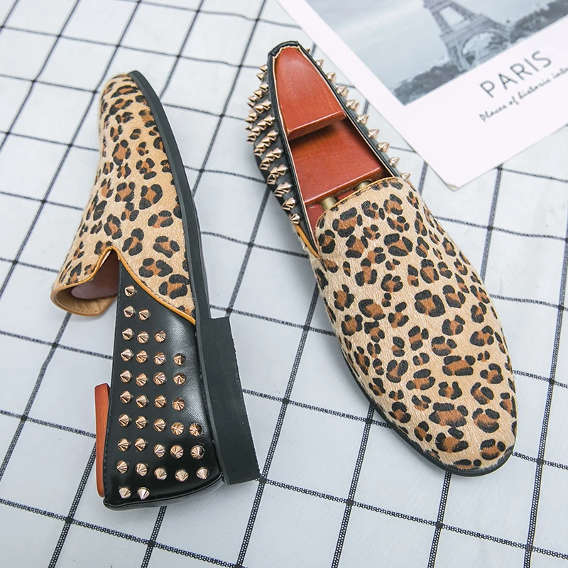 Leopard Men Loafer Slip on Designer 