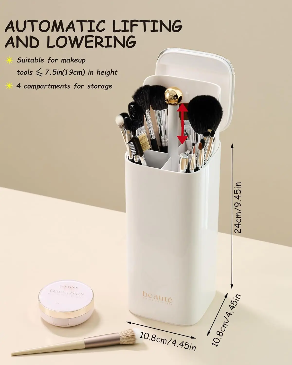 Automatic Lifting Makeup Brush Holder Desktop Makeup Organizer for Vanity Lipstick Eyebrow Pencil Holder Cosmetics Container 6