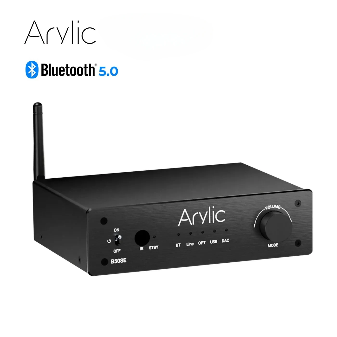 Arylic B50 SE Bluetooth Stereo 50W x 2 Audio Amplifier Receiver 2.1 Channel Mini Class D Integrated Amp for Home Speakers