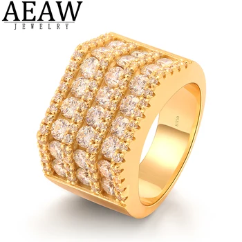 Luxury Sterling Silver 925 D Color Moissanite Cuban Creative Geometric Men Band Ring Hip Hop Jewelry