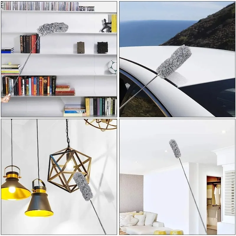 Telescoping Ceiling Duster with Washable Microfiber Head - Extendable 8ft Pole for High Dusting,Electrostatic Dust Removal