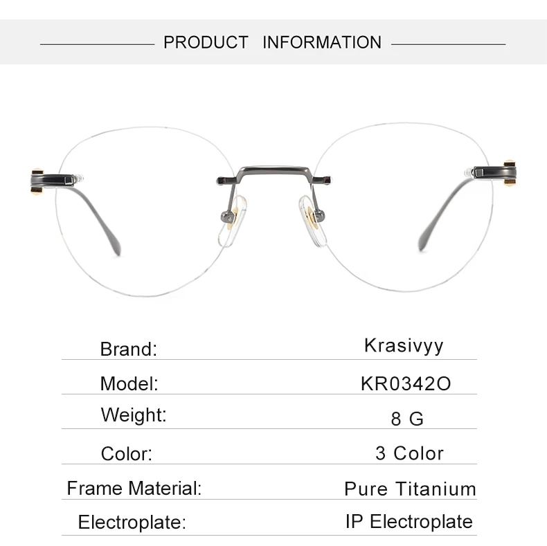 Krasivyy Mens Rimless Round Titanium Eyeglasses KR03420