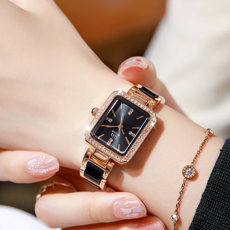 WIILAA Ladies Watches Fashion Casual Waterproof Square Creative Steel Bracelet Wristwatch Women Dress Small Watch Montre Femme