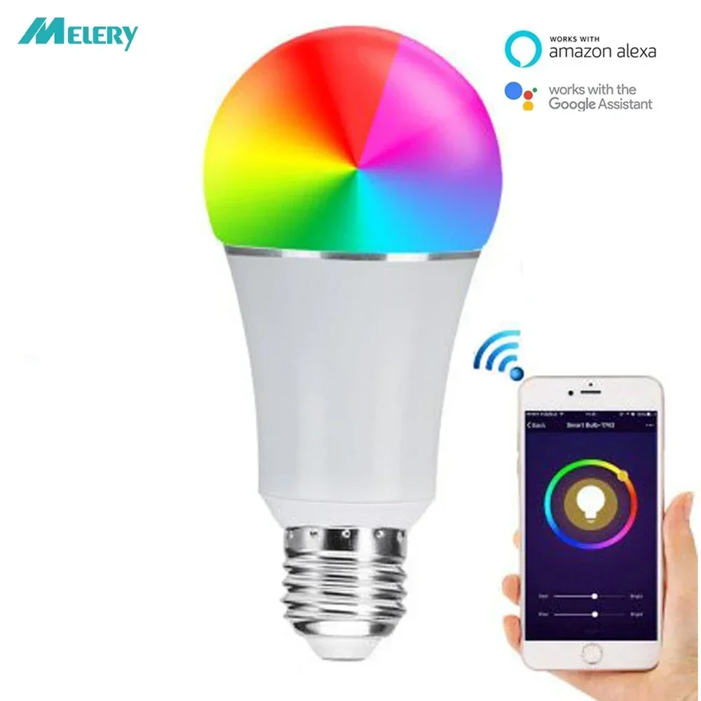 

E26 E27 WIFI Smart LED Light Bulb Lamp 7W Equivalent 70W 600lm RGB Cold White 6000K Romote Voice Control Tuya Alexa Google Home