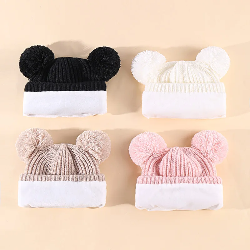 

Children's Set Sweet and Cute Winter Warm Knitted Hat Cotton Gloves Suitable for 1-4 Years Old Boys and Girls Cold Suits
