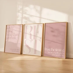 Pink Rest Quote Minimalist Wall Art Canvas Print - 30x40cm Black Frame (G3581 - 3pcs)
