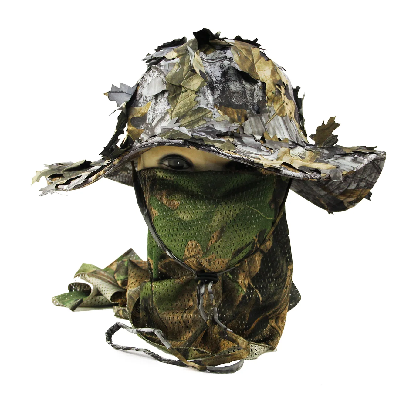 3D Bionic Leaves Hunting Balaclava Hats Full Face Mask Men Women Fishing Hiking Cap Sniper Paintball Airsoft Boonie Hat Multicam camouflage hat,tactical hat,tactical boonie hat