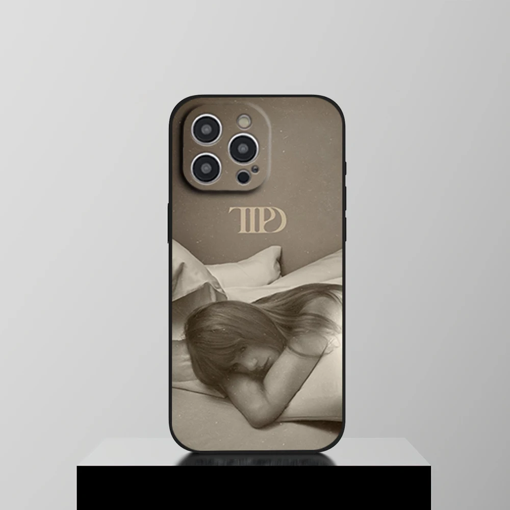 thumbnail image 1 of Funda para teléfono Singer T-Taylor TTPD S-Swifts para iPhone 16 11 12 13 14 15 Pro Max Plus, carcasa blanda negra, 1 of 5