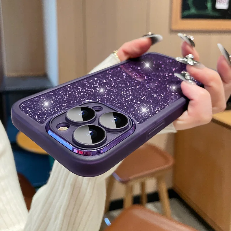 

Apply graded glitter to Apple iPhone 14 pro max phone case New 15plus mirror Head film 13 all inclusive 12