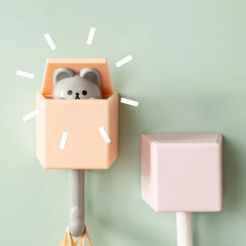 1 PCS Creative Cat Hook Cute Seamless Dormitory Bedroom Door Hangers Hooks Key Umbrella Towel Cap Coat Rack Wall Decoration 3