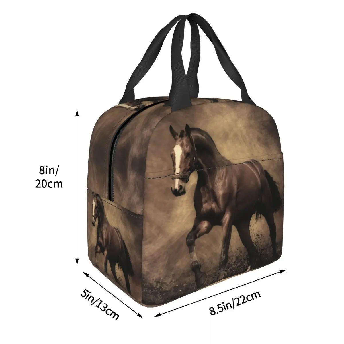 Custom Running Horse Lunch Bag Men Women Thermal Cooler Insulated Lunch Box for Kids School Children