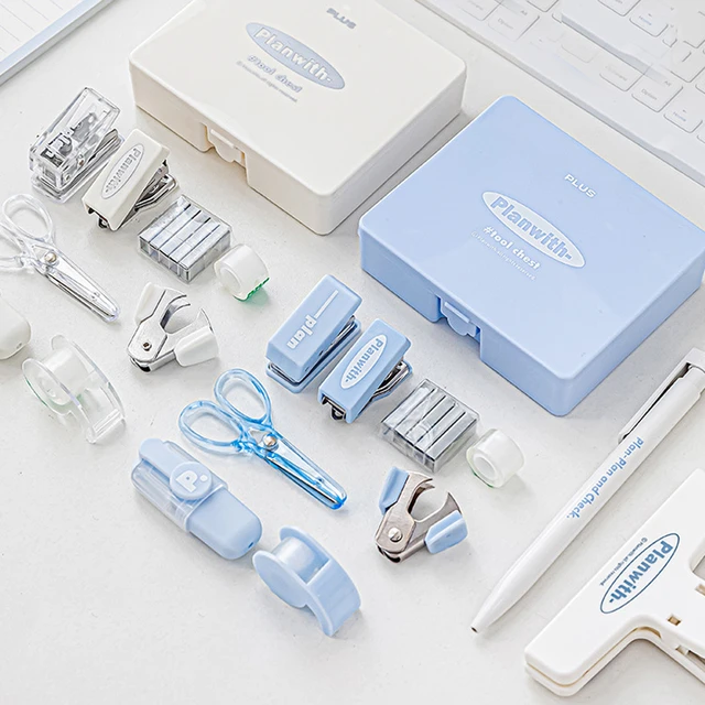 Blue Mini Office Supply Kits Colleagues Plastic Metal Office Supplies Set  Blue Desk Accessory Kit Office - AliExpress