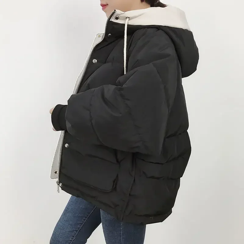 Women's Down Padded Jackets Thickened Hooded Winter Female Coats 2024 New Autumn Jacket Parkas Female Solid Clothes Short Loose