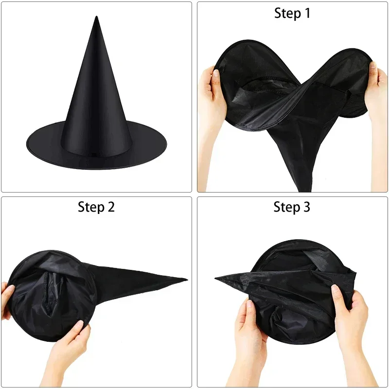 Halloween Witch Hat Kids Adults Halloween Party Cosplay Costume Props Decoration Black Wizard Cap Yard Hanging Witch Hat 1-10pcs party hat carnival hat halloween witch hat