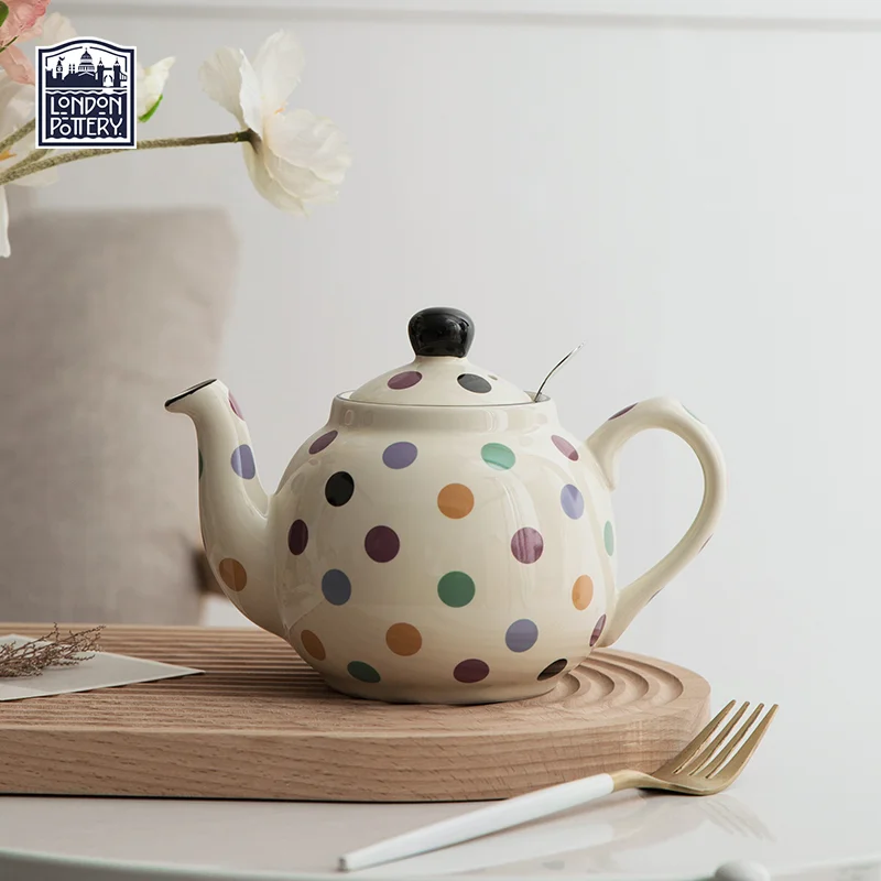 

London Pottery Farmhouse Series 2 Cup Teapot Ivory Multi Spot British Ceramic 600ml Teapot for Afternoon Tea Tea set Teapots