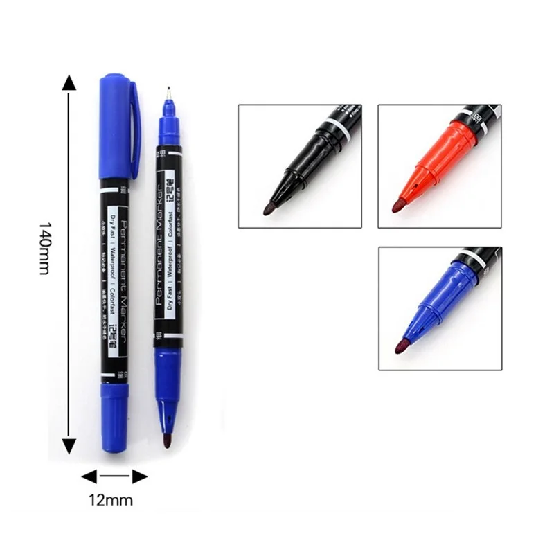 델리 0.5/1mm 듀얼 팁 파인 라인 마커 펜 빠른 건조 영구 방수 오일 CD 패브릭 타이어 그림 쓰기 도구 사무용품