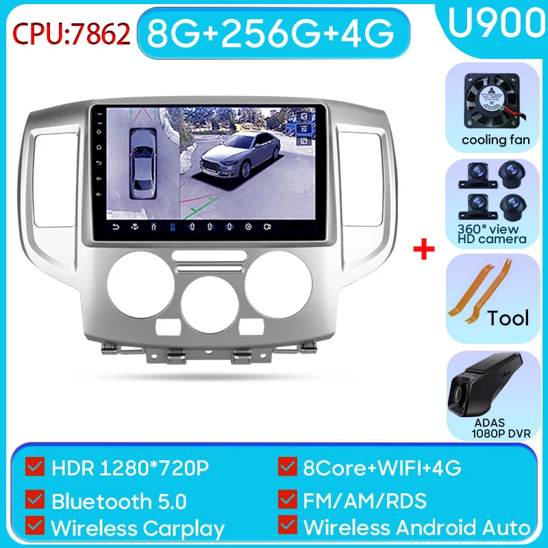 DUDUAUTO DUDU3 - Radio estéreo de repuesto para Nissan NV200 2014-2020 Carplay y Android Auto, unidad principal con pantalla táctil en celda de 9 pulgadas, 3 modos GPS/Bluetooth/diseño personalizado 8