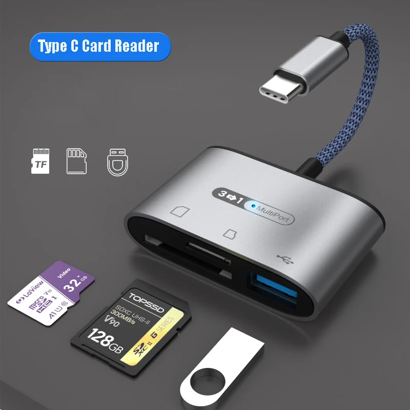 

3 в 1 USB Type C кардридер OTG адаптер USB 3,0 TF SD кардридер адаптер для iPad Pro Huawei для Macbook USB Type C кардридер
