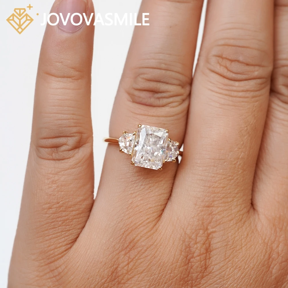 

JOVOVASMILE Moissanite 3.55 carat 10x7.5mm Crushed Ice Radiant Cut 18K Yellow Gold Setting Wedding Engagement Ring for Woman