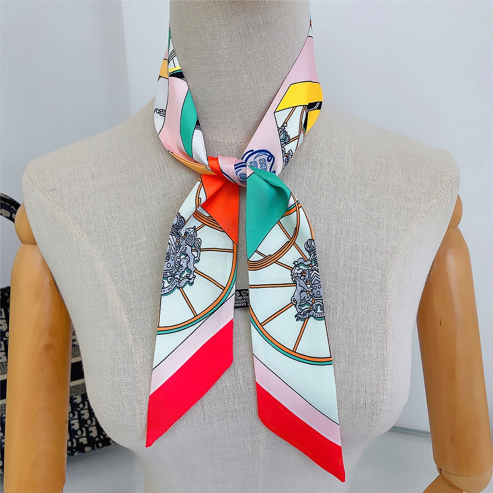 Fashion New Women\'s Versatile Hot Sale Pumpkin Carriage Binding Bag Ribbon Hair Band Decorative Ribbon Small Scarf Silk Scarf