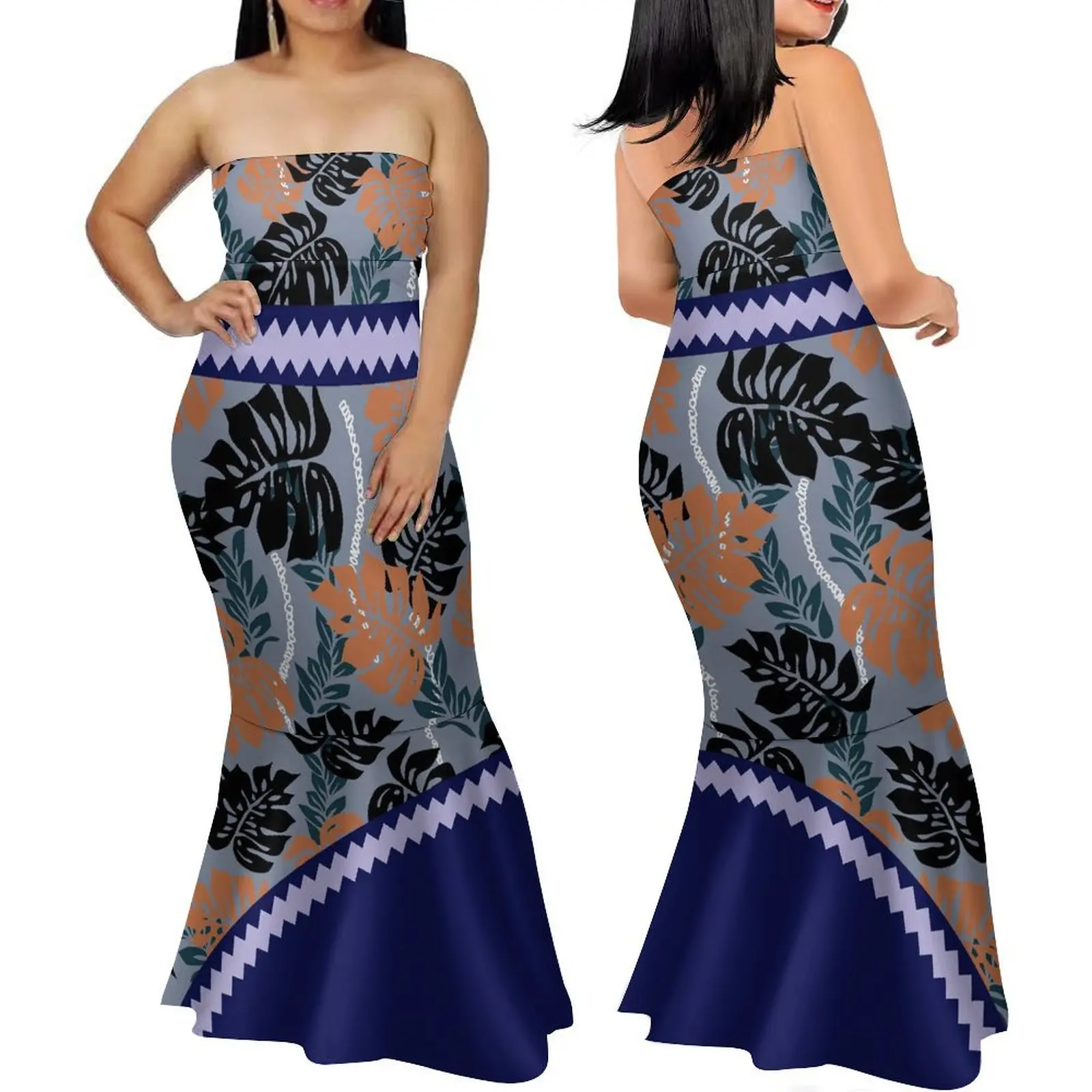 

Custom women's off-the-shoulder dress Polynesian Tribe design Samoan Dress party Elegant mermaid dress