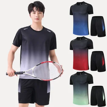 Completo Sportivo Estivo da Uomo: T-shirt a Maniche Corte con Sfumature ad Asciugatura Rapida e Pantaloncini per Allenamento, Basket e Corsa