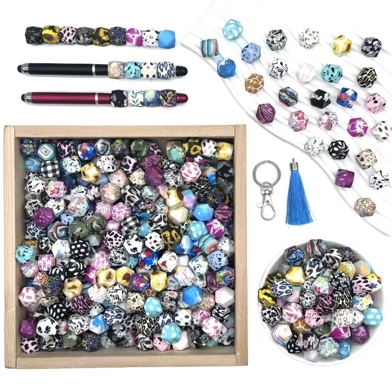 Colorful Hexagon Silicone Beads for DIY Crafts and Decorations (10/20pcs, 14mm)