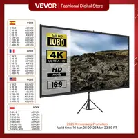 VEVOR 100 Inch Tripod Projector Screen W/ Stand 16:9 4K HD Portable Home Cinema for Indoor & Outdoor Projection 1