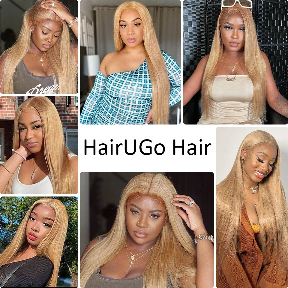 HairUGo #27 Honey Blonde Human Hair Extensions Remy Hair Weave Pre-Colored Brazilian #27 Straight Bundles Hair Weaving - Image 6