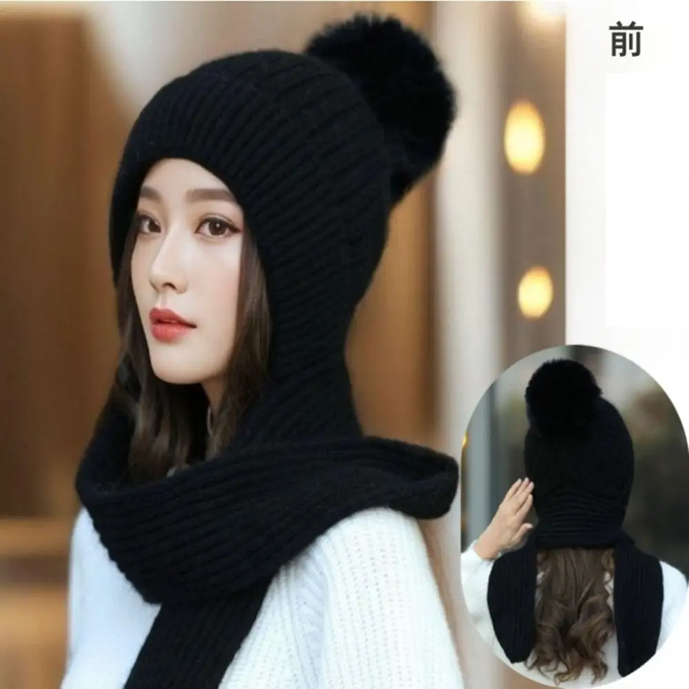 

Plus Velvet Fleece Warm Knitted Hat Fashion Windproof Winter Warm Knit Beanie Ear Protection Warmer Bonnet Men Women