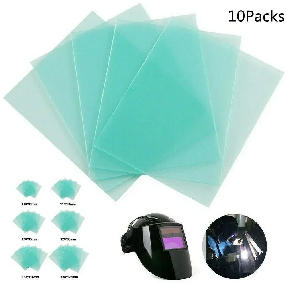 Welding Helmet Welding Shield Cover Welding Protective Lens PC Plastic Plate Cover Green Clear Screens Welding Helmet Filter 10 PCS