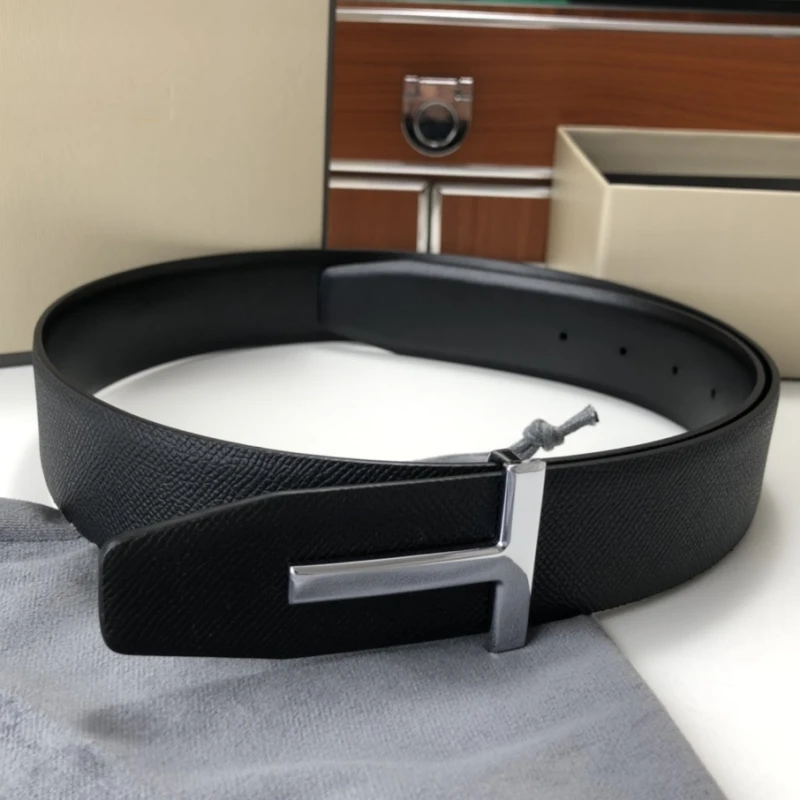 Luxury Goods Designer Men\'s Leather T-shaped Buckle Belt 1