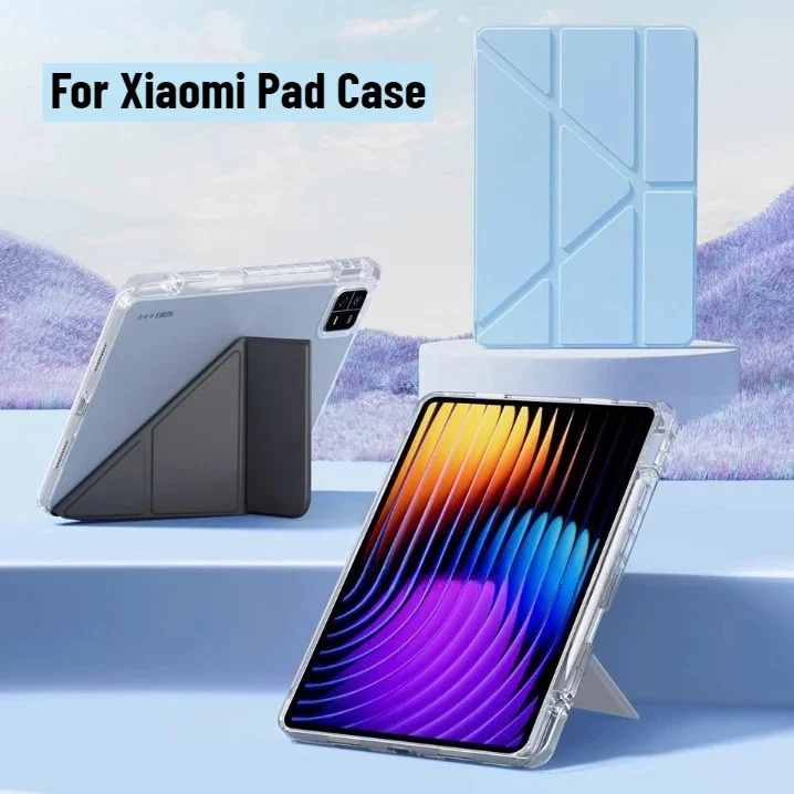 Elegant Clear Acrylic Tablet Case with Pencil Holder and Stand Feature, 11.2-inch