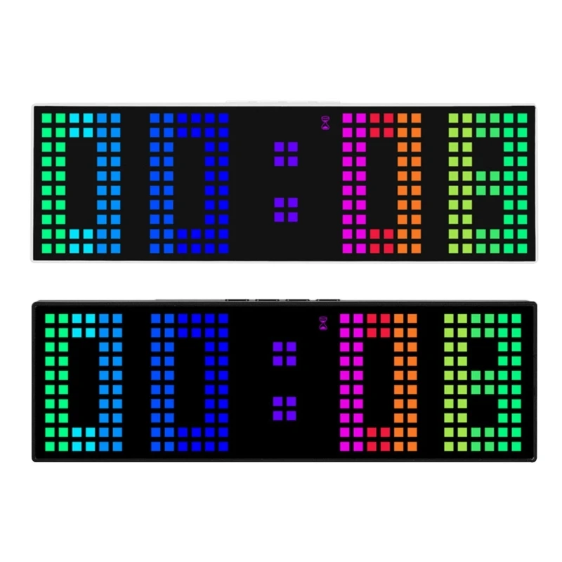 

LED Desk Wall Digital Clock with Colorful Text Display Voice Control Countdown