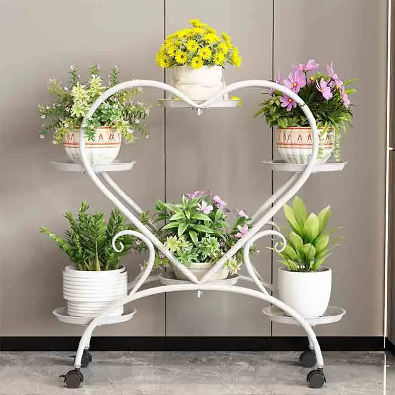 Metal Plant Stand 6 Pots Flower Pot Display Rack Planter Shelves Indoor Storage Shelf For Home Balcony Living Room Patio Garden