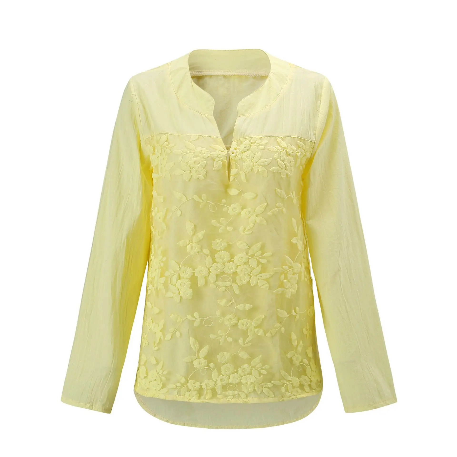 Lace Ladies Long Sleeve Blouse Shirt Dress Vestidos Spring Autumn Casual Female Women Embroidery Blouse Top Shirt Plus Size 4