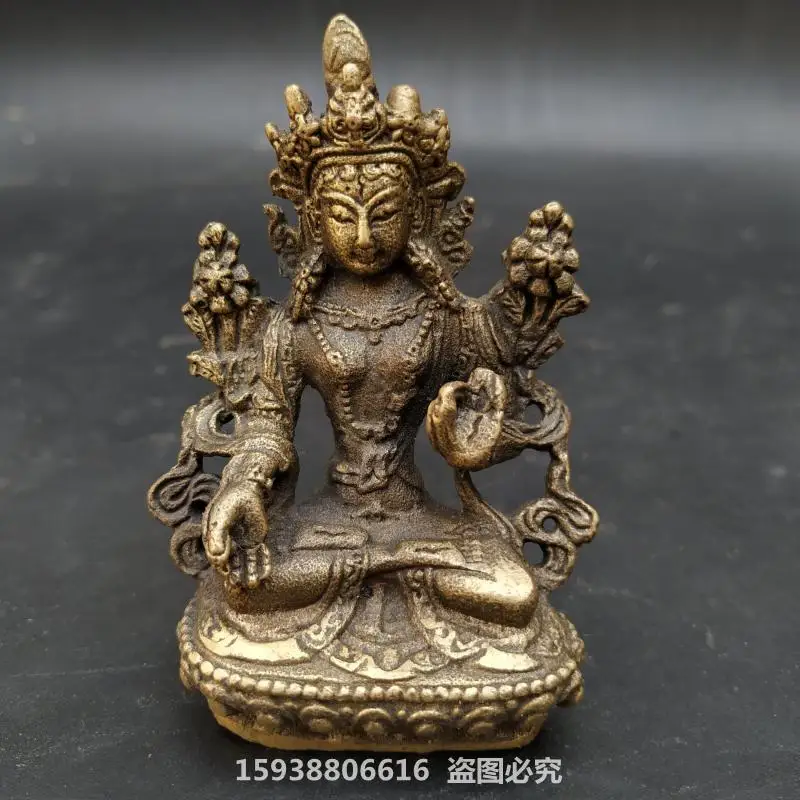 

Pure brass retro wrapped slurry Tibetan White Tara Bodhisattva's personal Buddha ornament