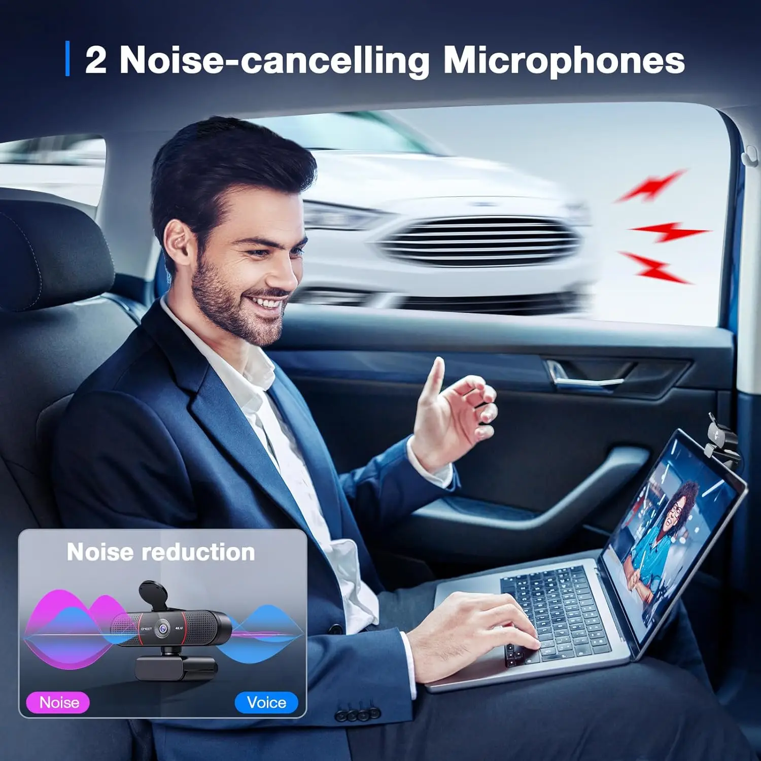 Webcam 4K Autofocus Web Camera Streaming EMEET USB Fotocamera per computer con 2 microfoni con cancellazione del rumore 66 ° Visualizza per Zoom/Laptop - Image 4