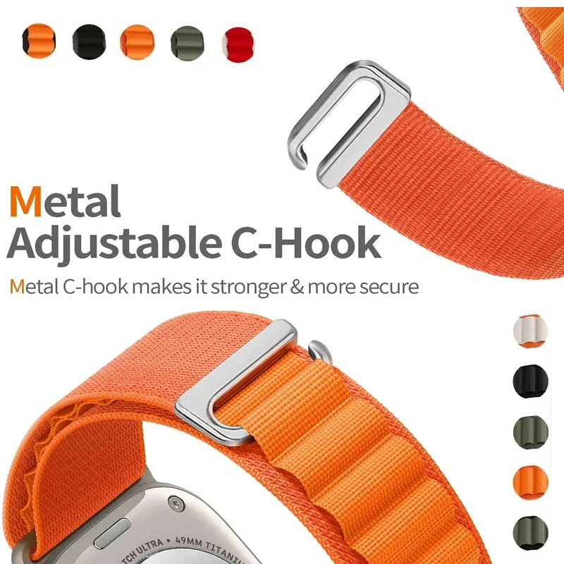 

Alpine Loop Nylon Band for iWatch Band 49mm 44mm 45mm 42mm 41mm 40mm 38mm Strap for Apple Watch Series Ultra 2/SE/9/8/7/6/5/4/3