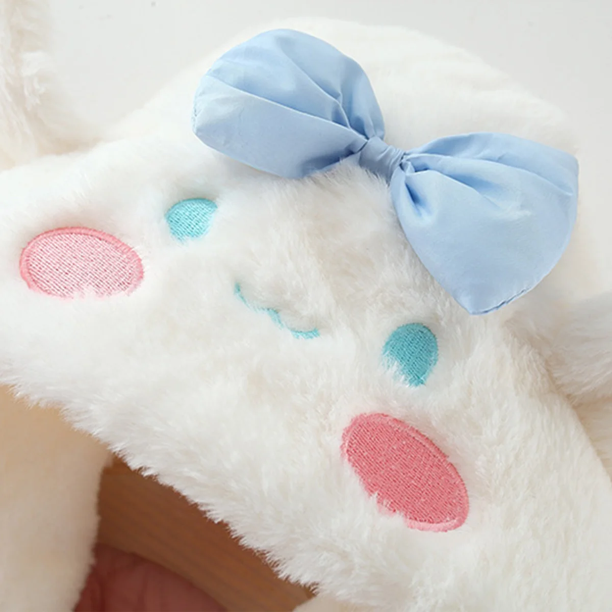 Girls Winter Two Bow Long Ear Woolen Sweater Coat Embroidered Bow