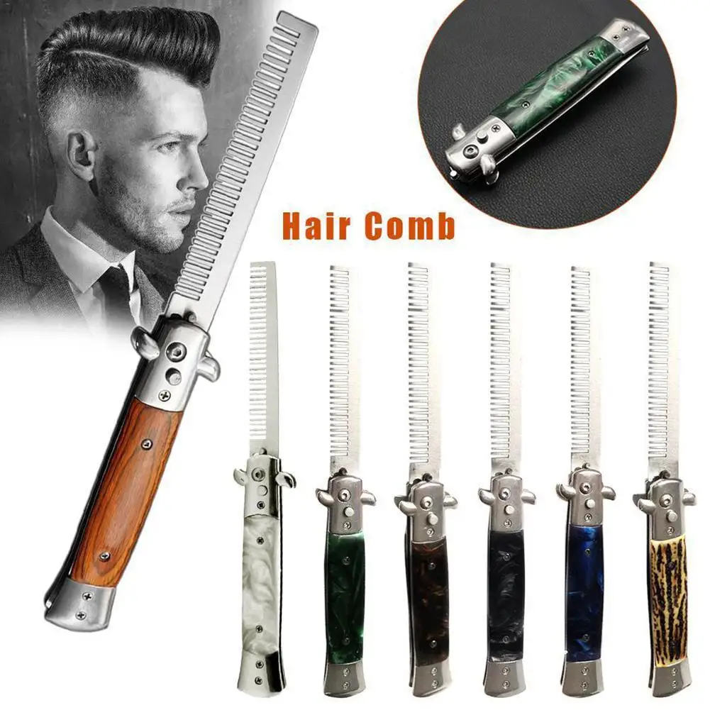 Automatic Steel Combs Foldable Knife Brushes Hair Trimmer butterfly Mens Pocket Knife Comb Brush Accessories