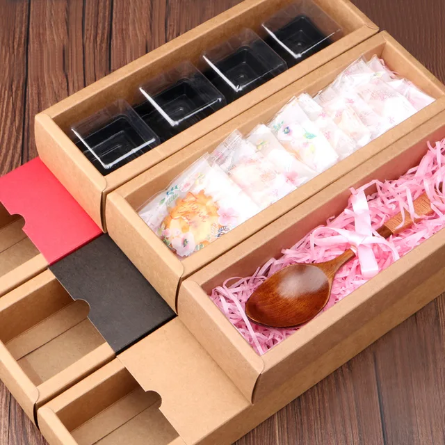 10 Darabos Fiókos Stílusú Kraft Papír Ajándékdobozok Esküvői Születésnapi Party Cukorka Keksz Ajándékok Csomagoló Doboz Termék - Image 2