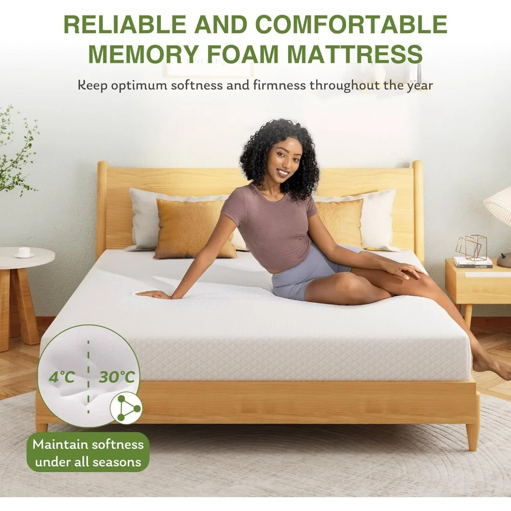 6-inch children's double memory sponge mattress with cooling green tea gel, medium hardness support to relieve pressure 6