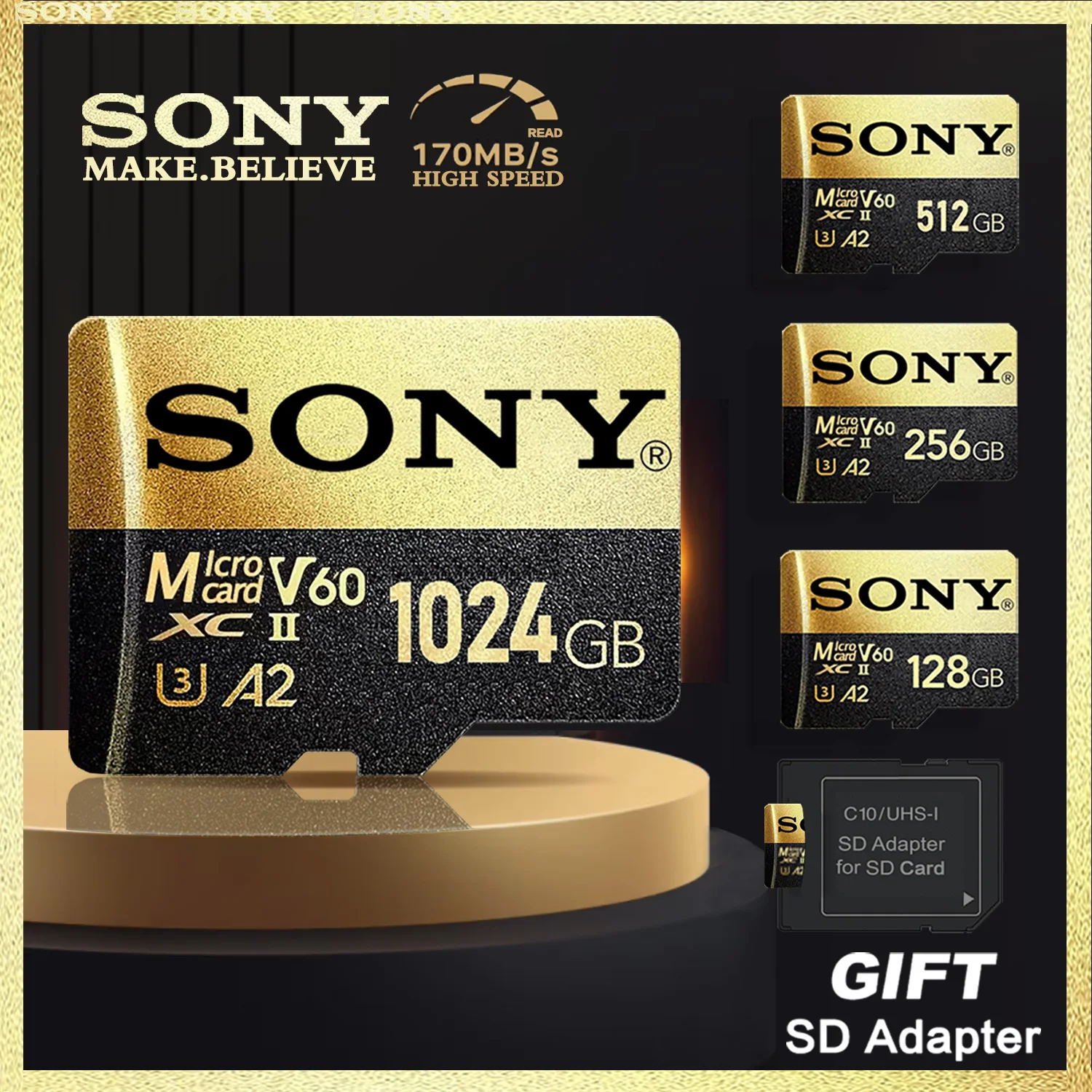 Micro SD Card SONY Micro TF SD Card Extreme SD Memory Card 256GB 128GB 512GB Micro 1TB C10 TF Flash Xiaomi Phone Camera table PC